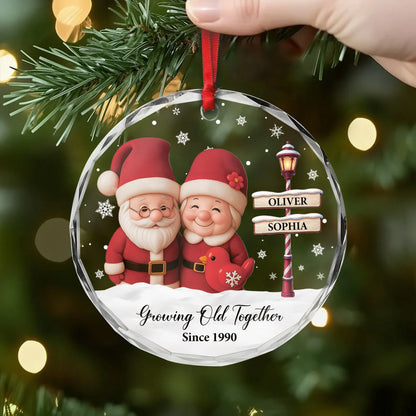 Growing Old Together Personalized Glass Ornament - Custom Christmas Keepsake for Couples