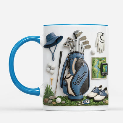 Custom Golf Bag Coffee Mug - Personalized Golfer Name Gift for Dad & Grandpa