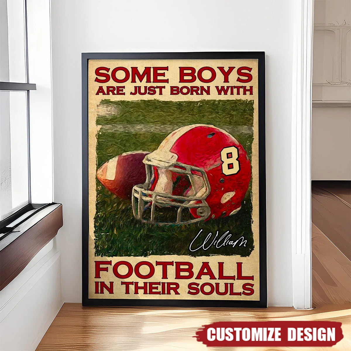 Personalized American Football Canvas / Poster - Custom Sports Wall Art Gift for American Football Lovers