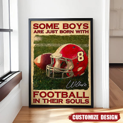 Personalized American Football Canvas / Poster - Custom Sports Wall Art Gift for American Football Lovers