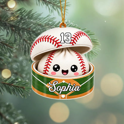 Cute Dumpling Personalized Sports Ornament - Custom Name Jersey Number Acrylic Holiday Gift