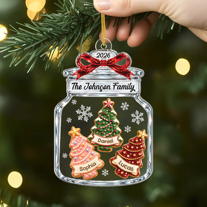Christmas Tree Jar Personalized Acrylic Ornament - Keepsake Gift for Family