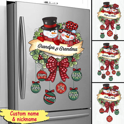 Custom Snowman Family Christmas Decal - Personalized Vinyl Sticker for Grandma Grandpa