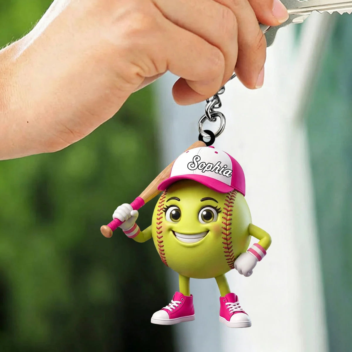 Batter Up Stance Personalized Baseball Softball Acrylic Keychain - Custom Gift for Kids and Players