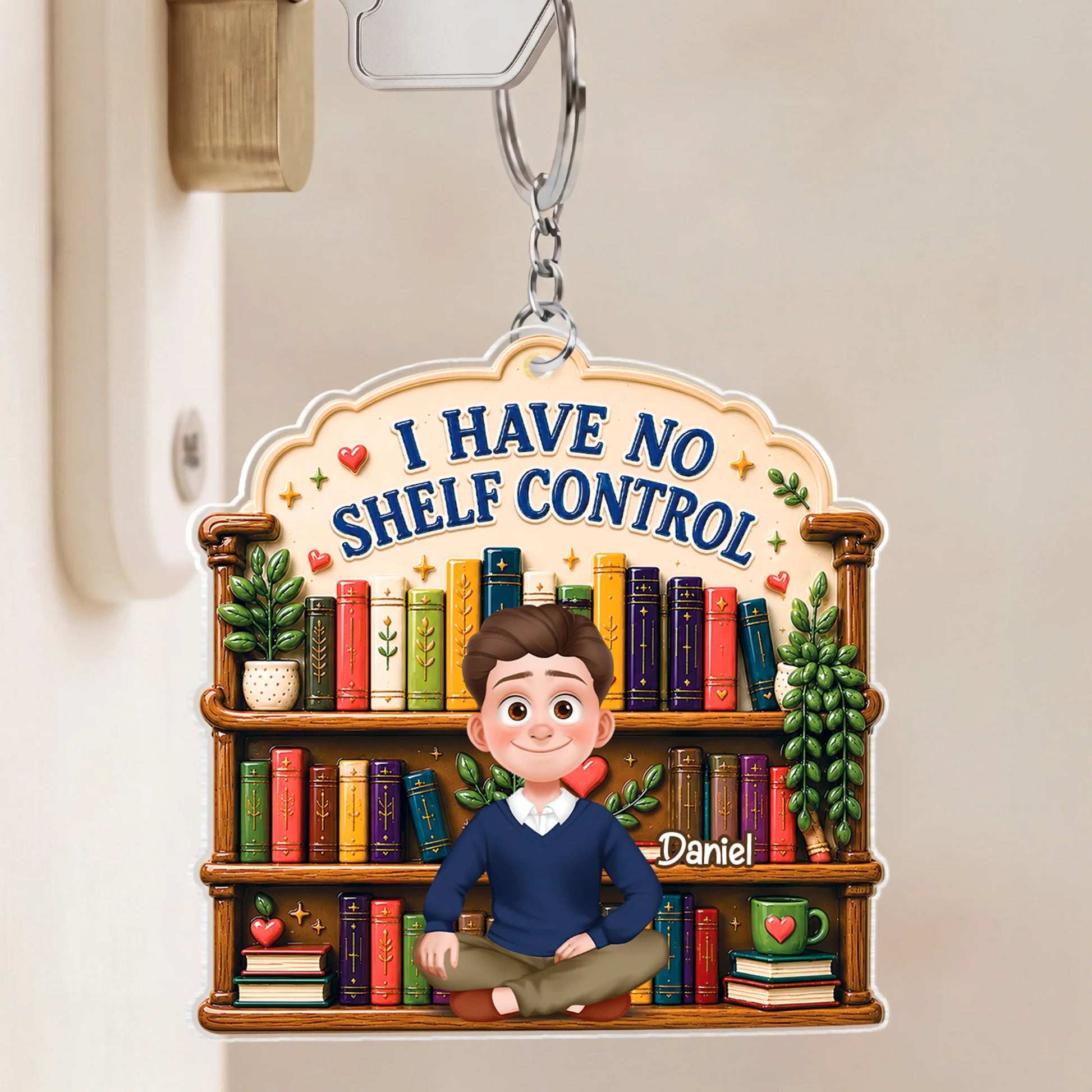 Custom Book Lover Acrylic Keychain personalization view for Mom