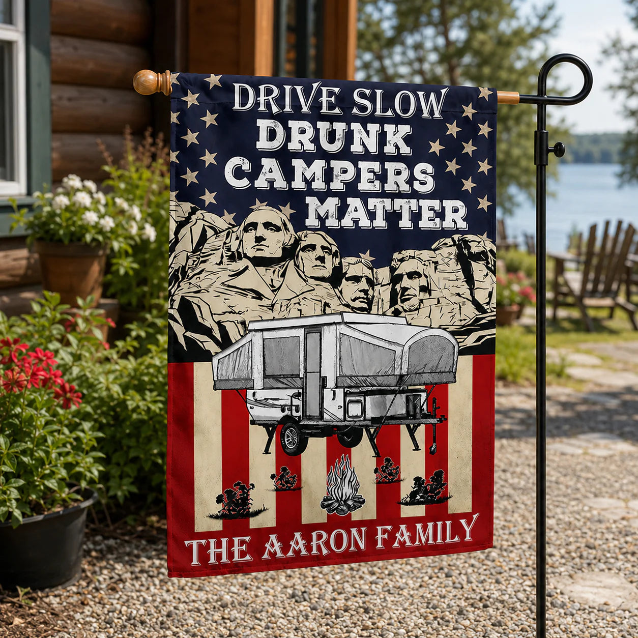 Custom Drunk Campers Matter Flag for Family with personalized design details for meaningful gifting image 6