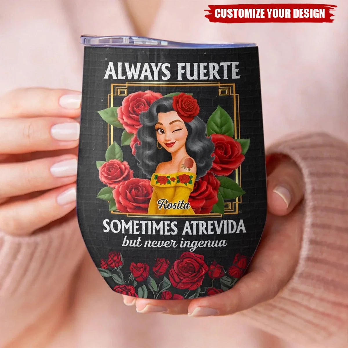 Chingona Como Mi Madre Personalized Wine Tumbler - Custom Hispanic Birthday Gift for Women