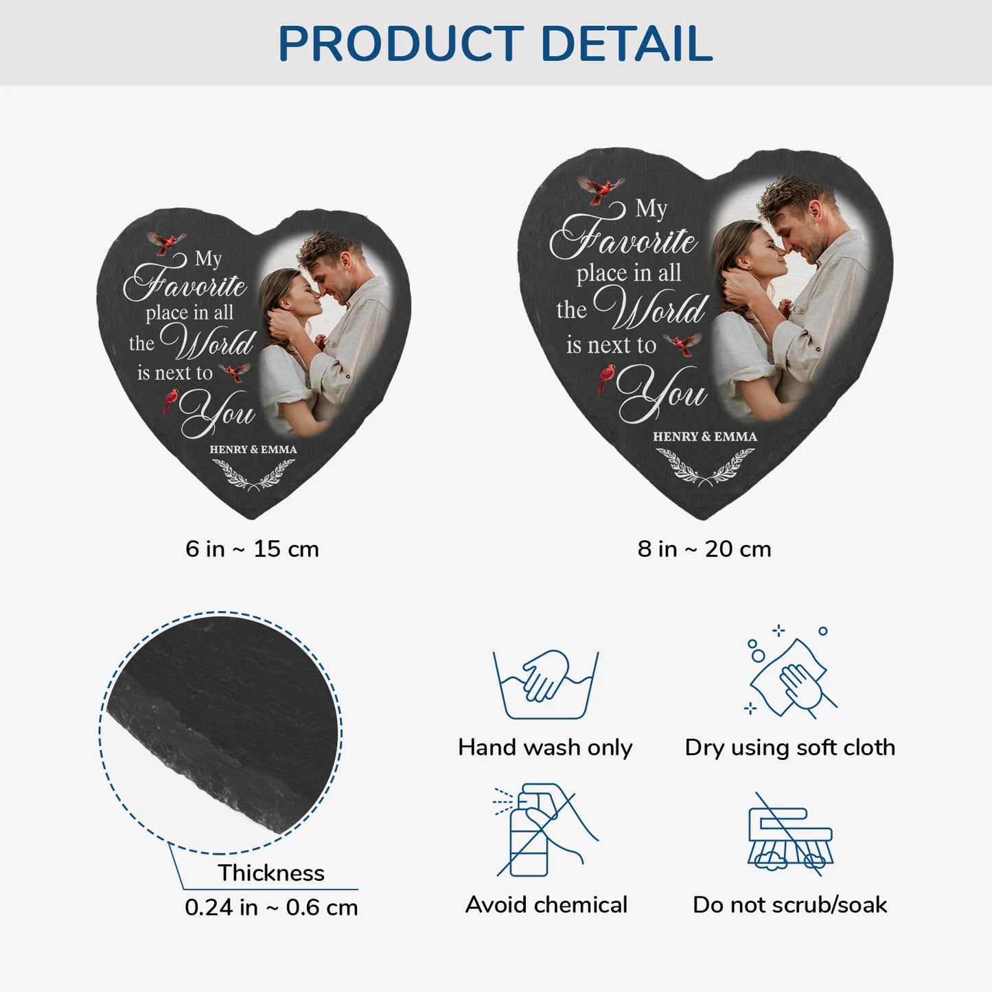 Blanket material and size view - Personalized Memorial Stone