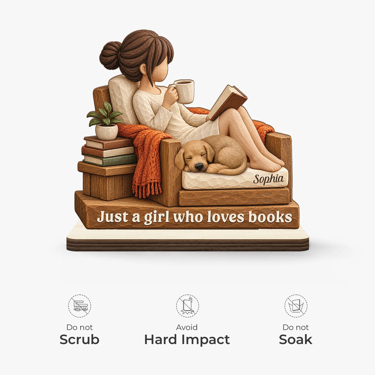 Just A Girl Who Loves Books - Personalized Wooden Plaque for Dog Lovers & Readers