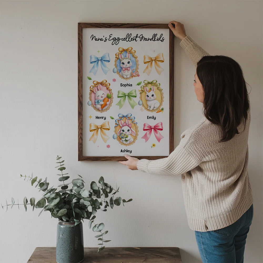 Nana's Egg-cellent Grandkids Personalized Canvas / Poster - Custom Easter Gift for Grandma and Mom