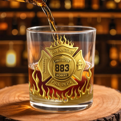 Los Angeles Firefighter, Fire Dept Badge With Flames