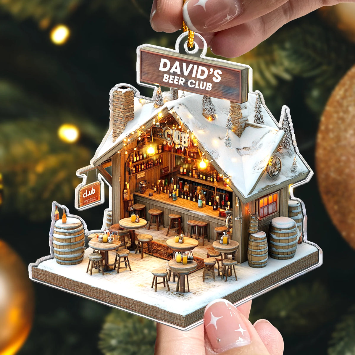 Beer Club Personalized Acrylic Ornament - Custom Pub Keepsake Gift for Craft Beer Lovers
