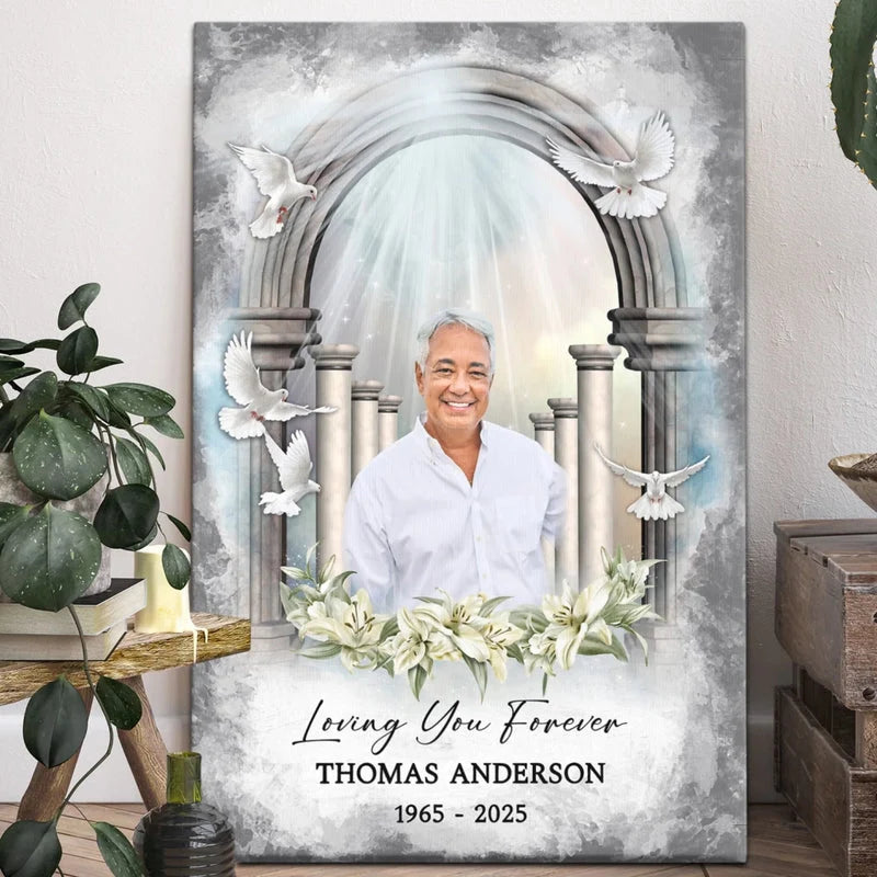 "Loving You Forever" Personalized Memorial Canvas / Poster for Family -  Custom Photo Sympathy Remembrance Gift