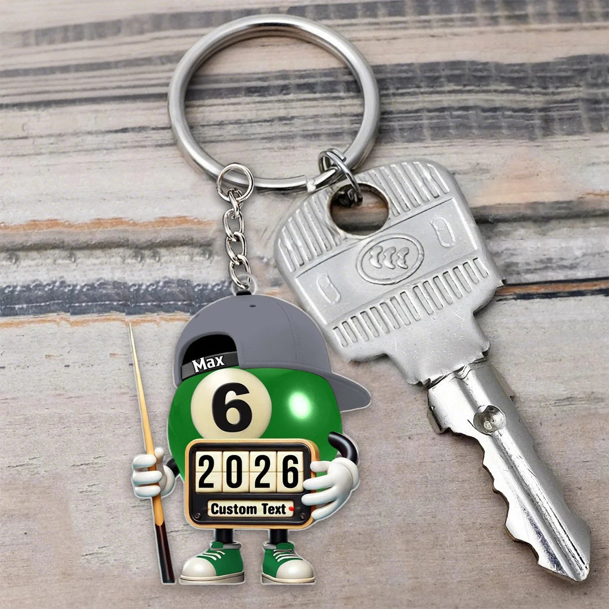 Custom Name and Year Billiard Keychain - Personalized Pool Ball Keepsake Gift for Cue Sports Fans and Players