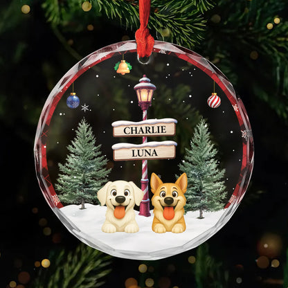 Personalized Dog Christmas Glass Ornament - Custom Pet Name Keepsake for Dog Lovers