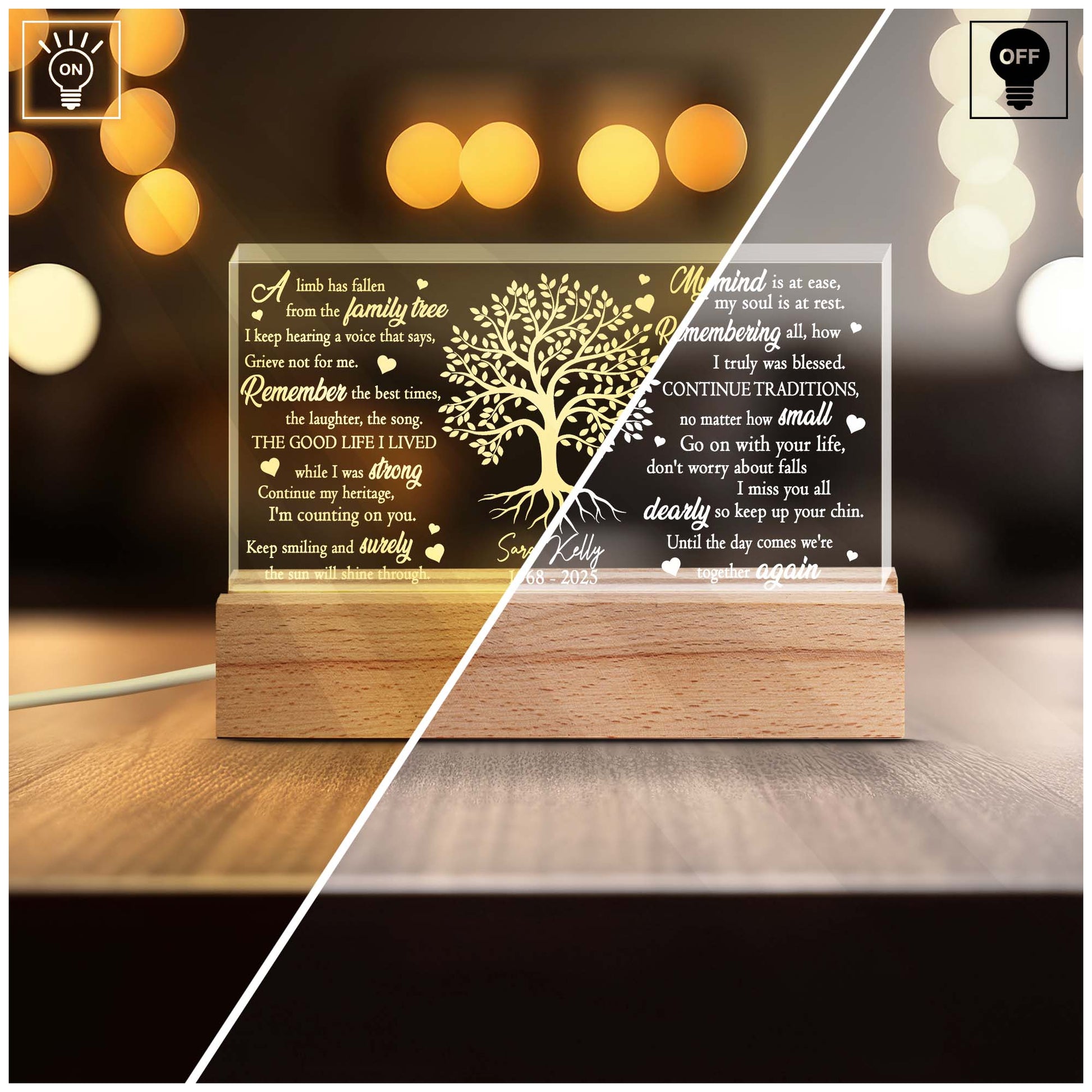 A Limb Has Fallen from the Family Tree - Personalized Acrylic Night Light Memorial Gift