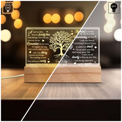 A Limb Has Fallen from the Family Tree - Personalized Acrylic Night Light Memorial Gift