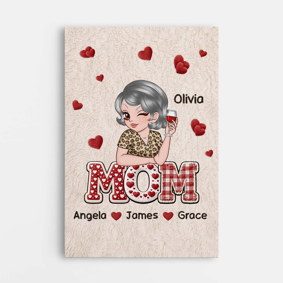 Custom Mom & Grandma Canvas / Poster with Kids’ Names – Personalized Wall Art Gift