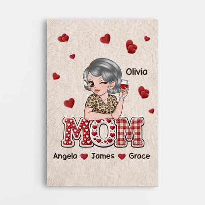 Custom Mom & Grandma Canvas / Poster with Kids’ Names – Personalized Wall Art Gift