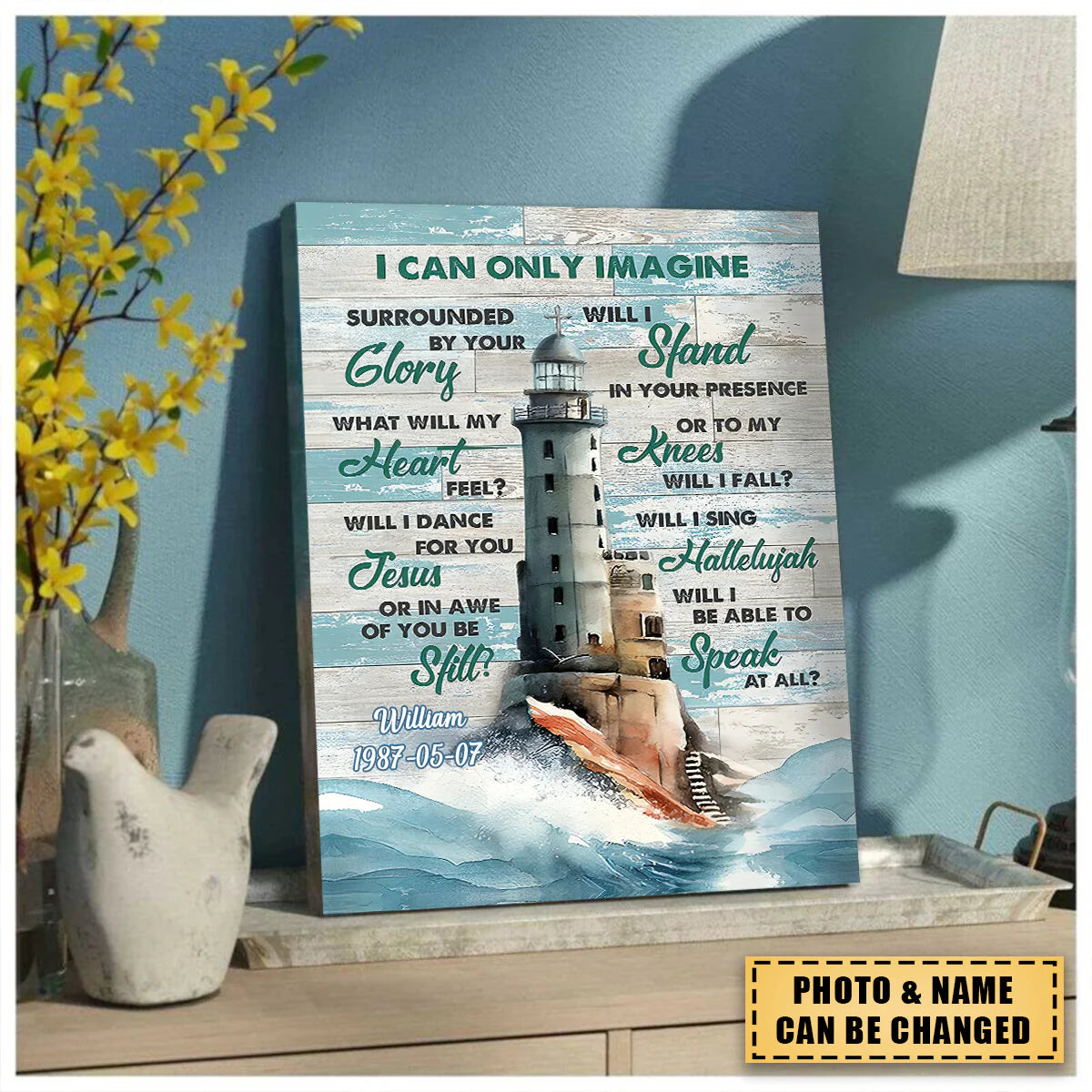 Canvas / Poster material and size view - Custom Lighthouse Scripture Canvas