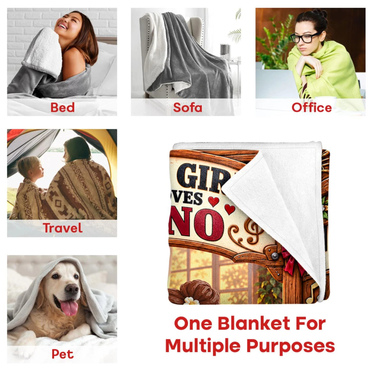 Just A Girl Who Loves Piano, Personalized Piano Blanket, Custom Name Gift, Gift For Piano Players Piano Lover MI209 Hv01 KL07