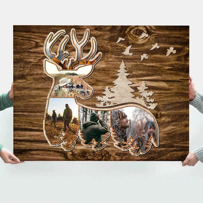 Personalized Deer Hunting Photo Collage Canvas - Custom Gift for Hunting Buddy