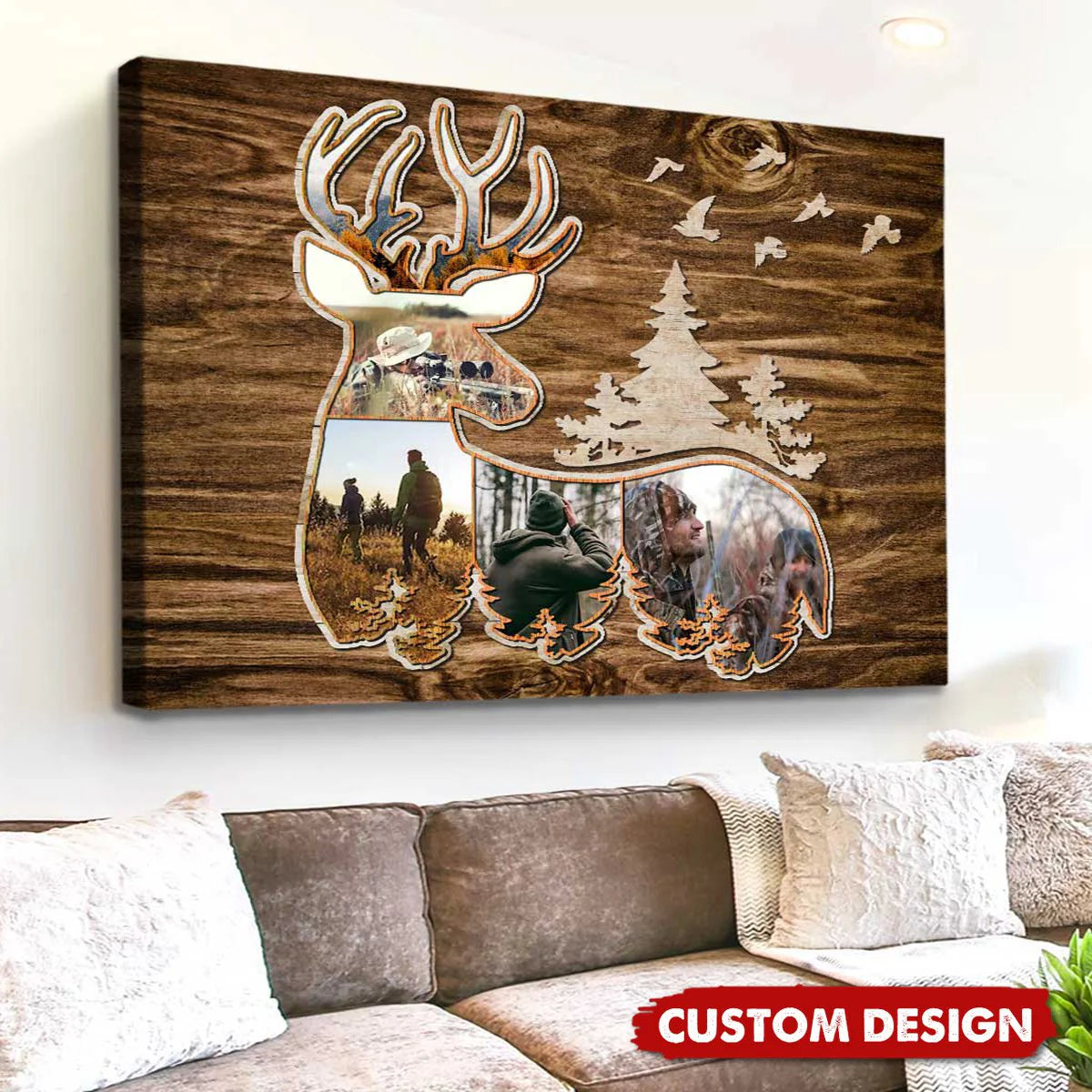 Canvas / Poster material and size view - Custom Deer Photo Collage Canvas Print