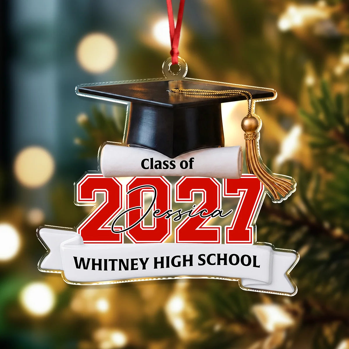 Class of 2026 2027 Personalized Acrylic Ornament - Custom Graduation Keepsake Gift for Senior