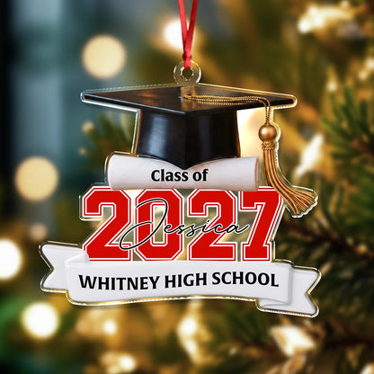 Class of 2026 2027 Personalized Acrylic Ornament - Custom Graduation Keepsake Gift for Senior