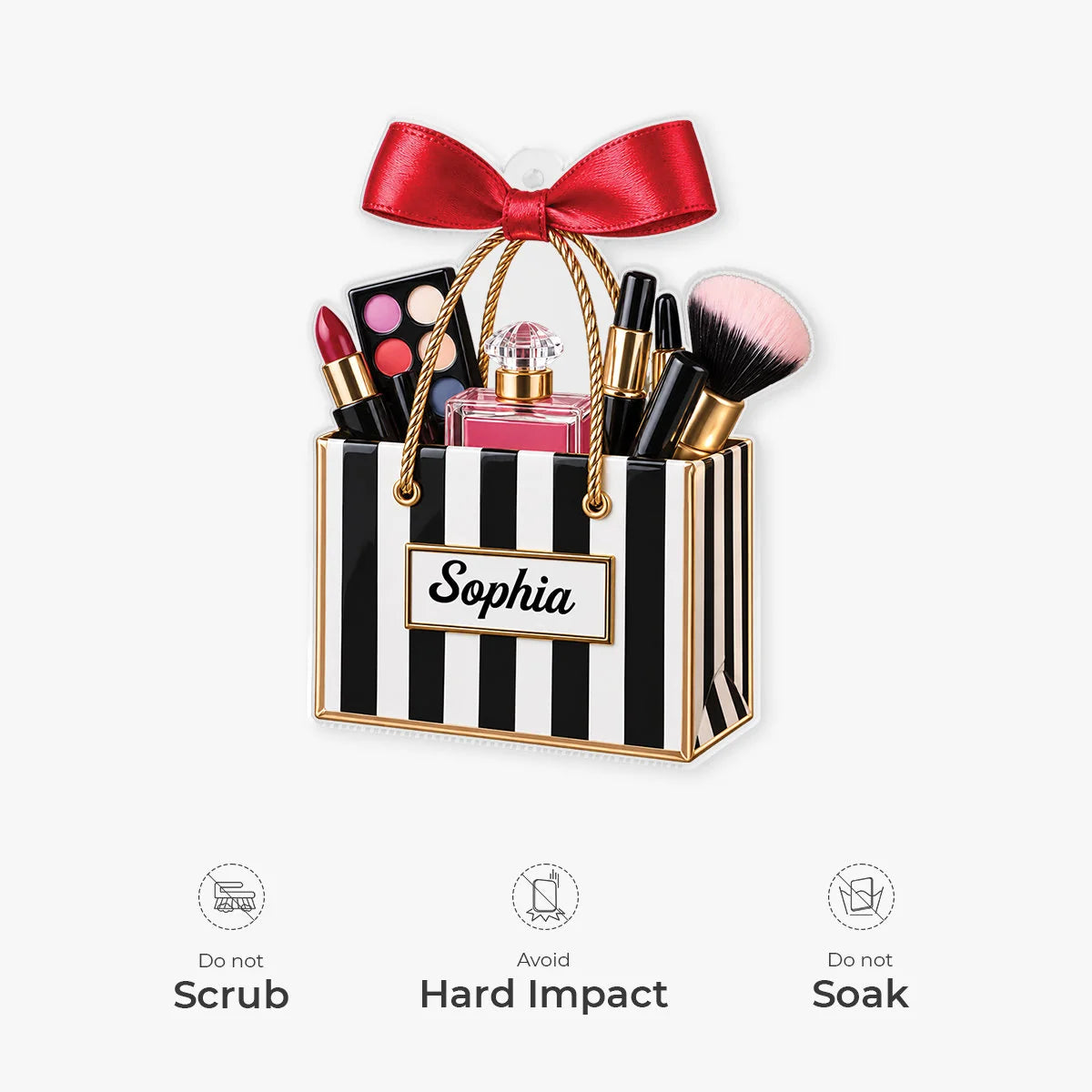 Personalized Makeup Bag Acrylic Ornament - Custom Christmas Keepsake Gift for Her