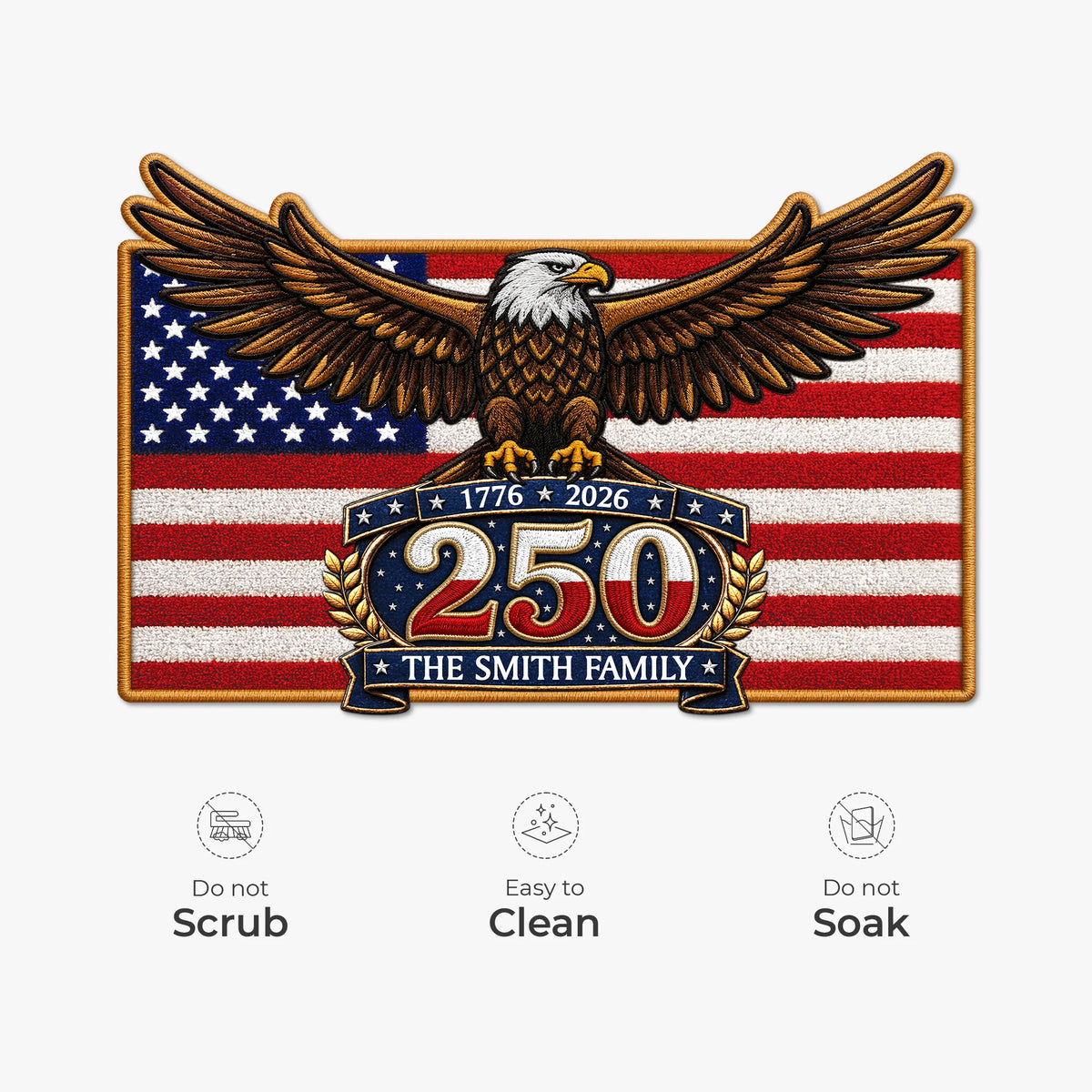 America 250th Custom Doormat - Personalized 4th of July Gift for Family