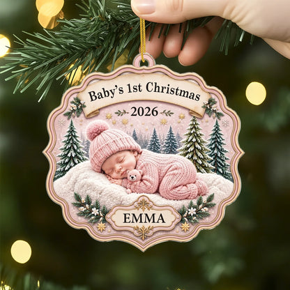 Baby's 1st Christmas Personalized Acrylic Ornament - Custom Newborn Keepsake Gift