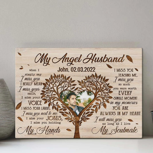 My Angel Husband Personalized Memorial Canvas / Poster - Custom Remembrance Wall Art for Wife