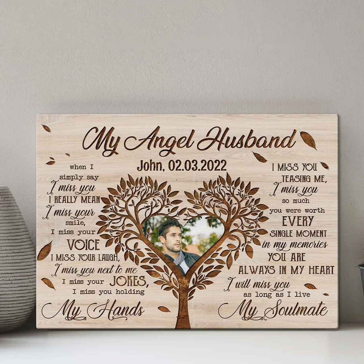 My Angel Husband Personalized Memorial Canvas / Poster - Custom Remembrance Wall Art for Wife