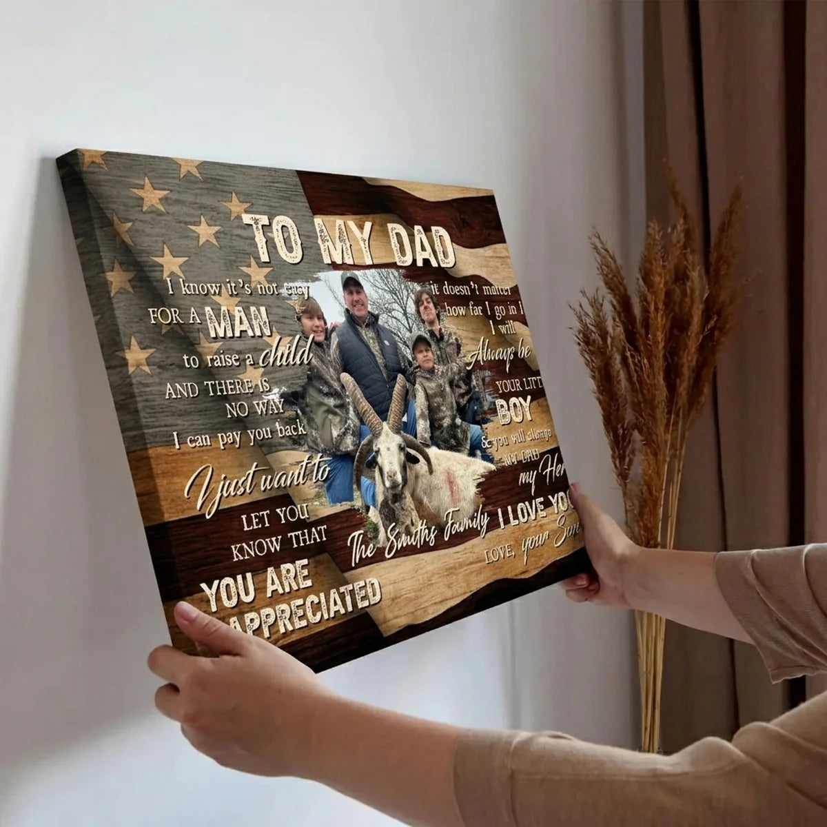 Canvas / Poster material and size view - Personalized Hunting Canvas Gift For Dad