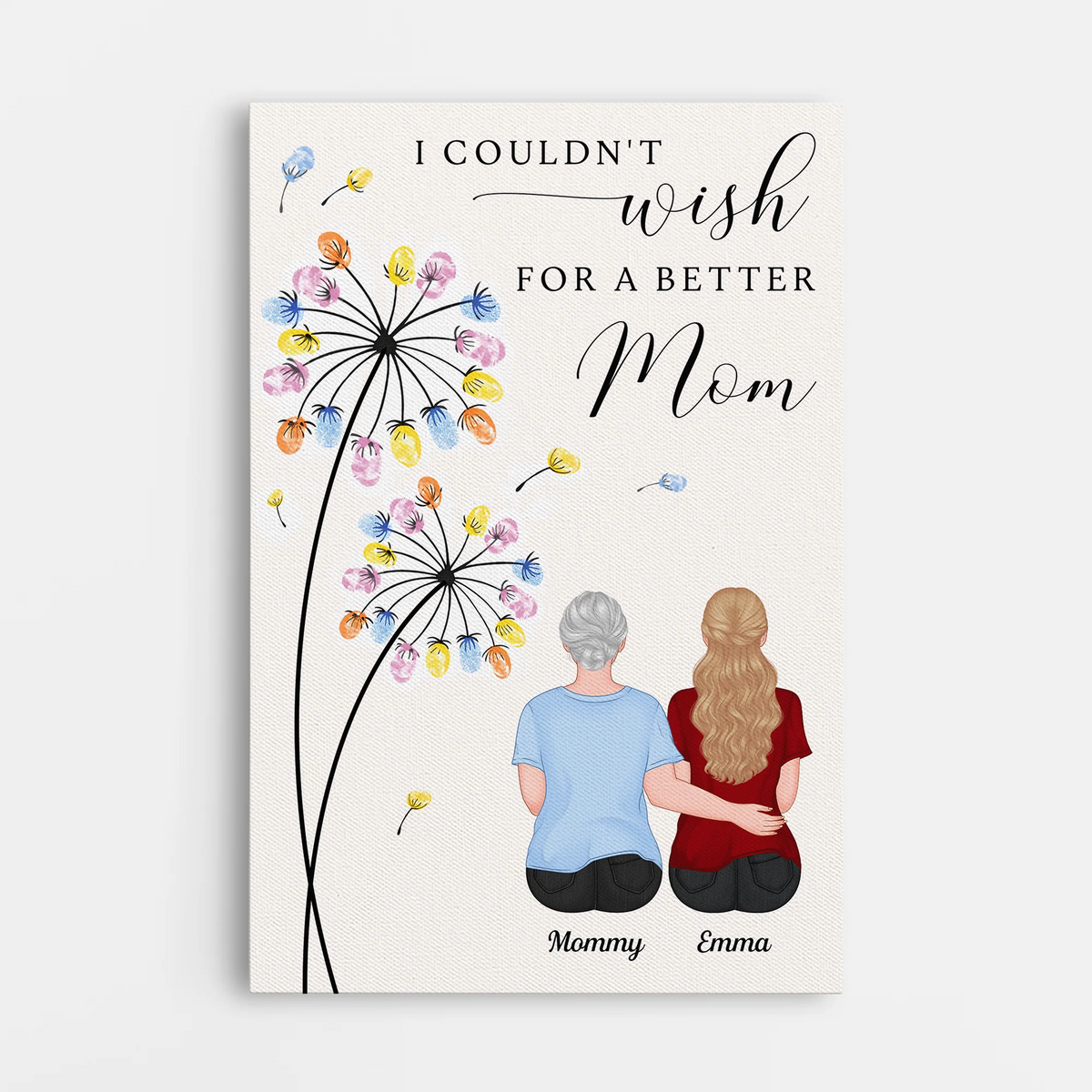 "I Couldn't Wish For A Better Mom" Personalized Canvas / Poster - Custom Wall Art Gift for Parents