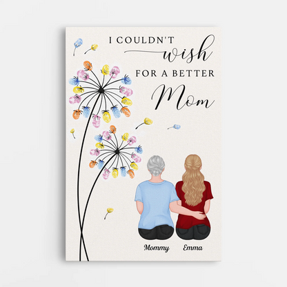 "I Couldn't Wish For A Better Mom" Personalized Canvas / Poster - Custom Wall Art Gift for Parents