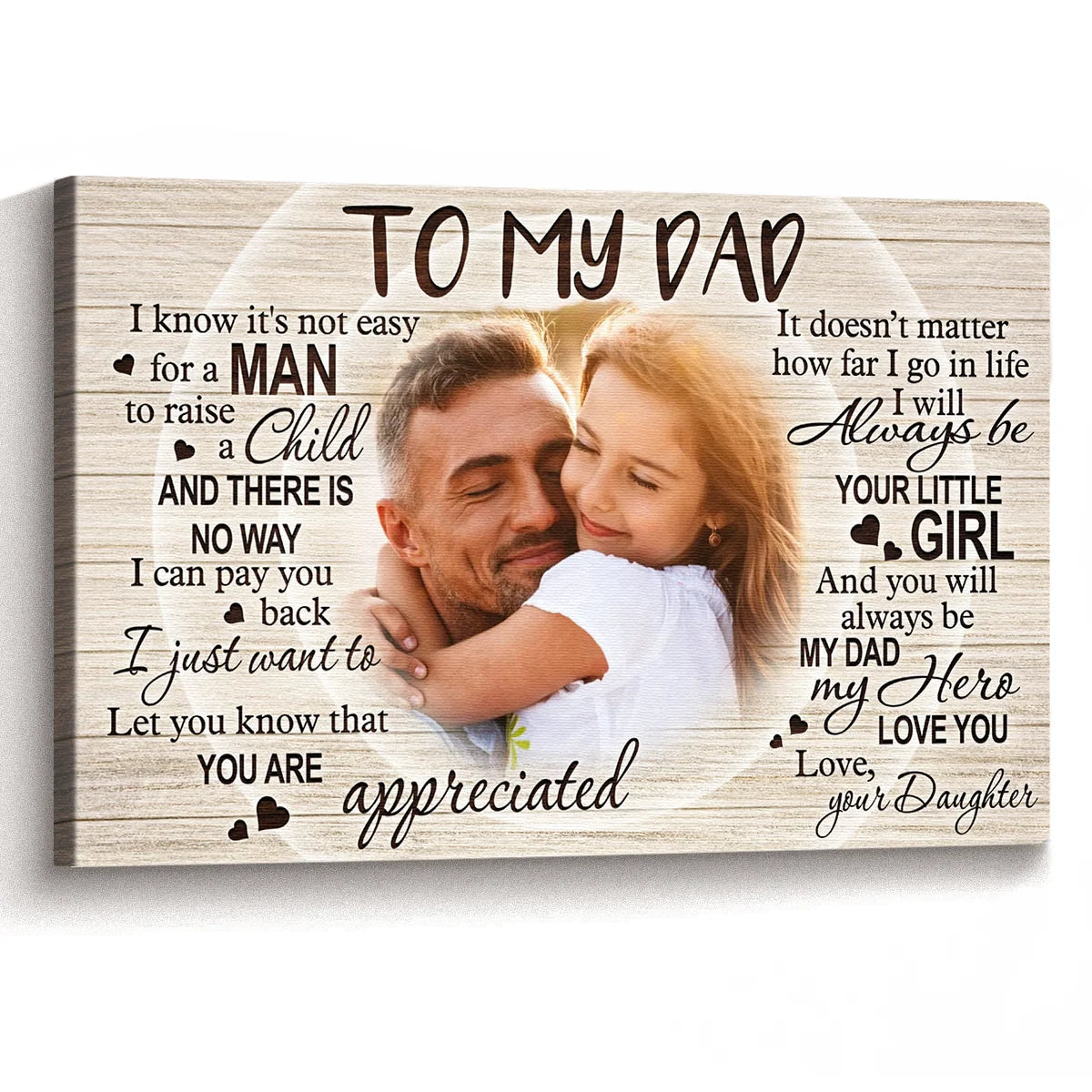 To My Dad I Know It's Not Easy - Personalized Photo Canvas / Poster Gift from Daughter