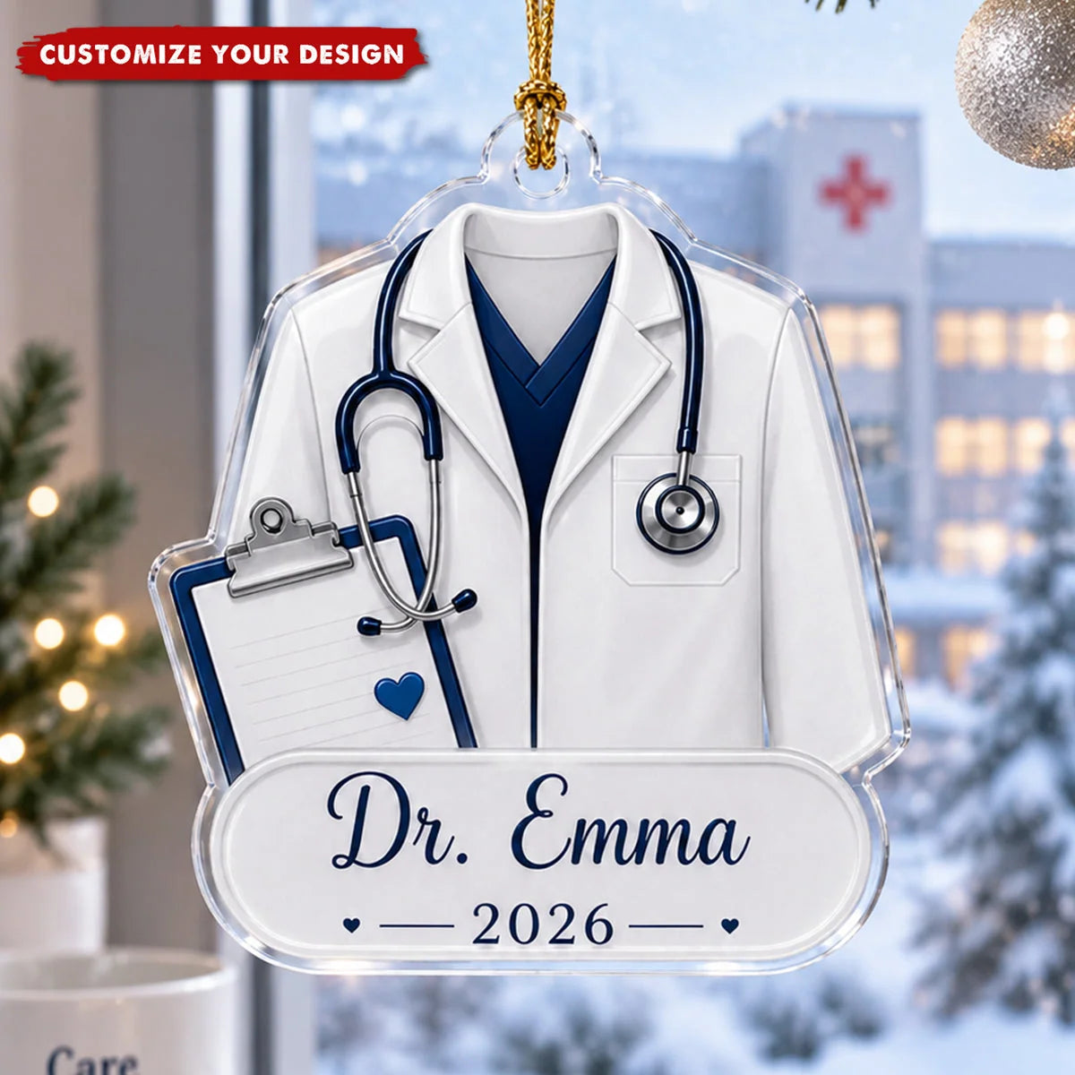 Personalized Doctor Ornament Custom Lab Coat Acrylic Keepsake - Nurse Graduation and Christmas Gift