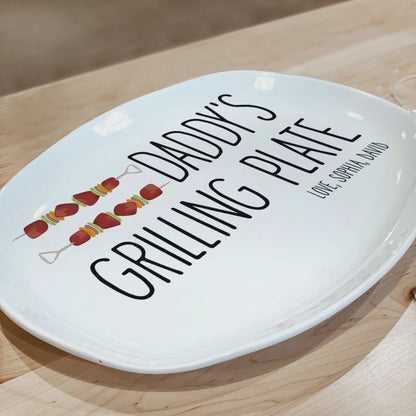 "Daddy's Grilling Plate" Personalized BBQ Platter - Custom Grill Master Gift for Dad