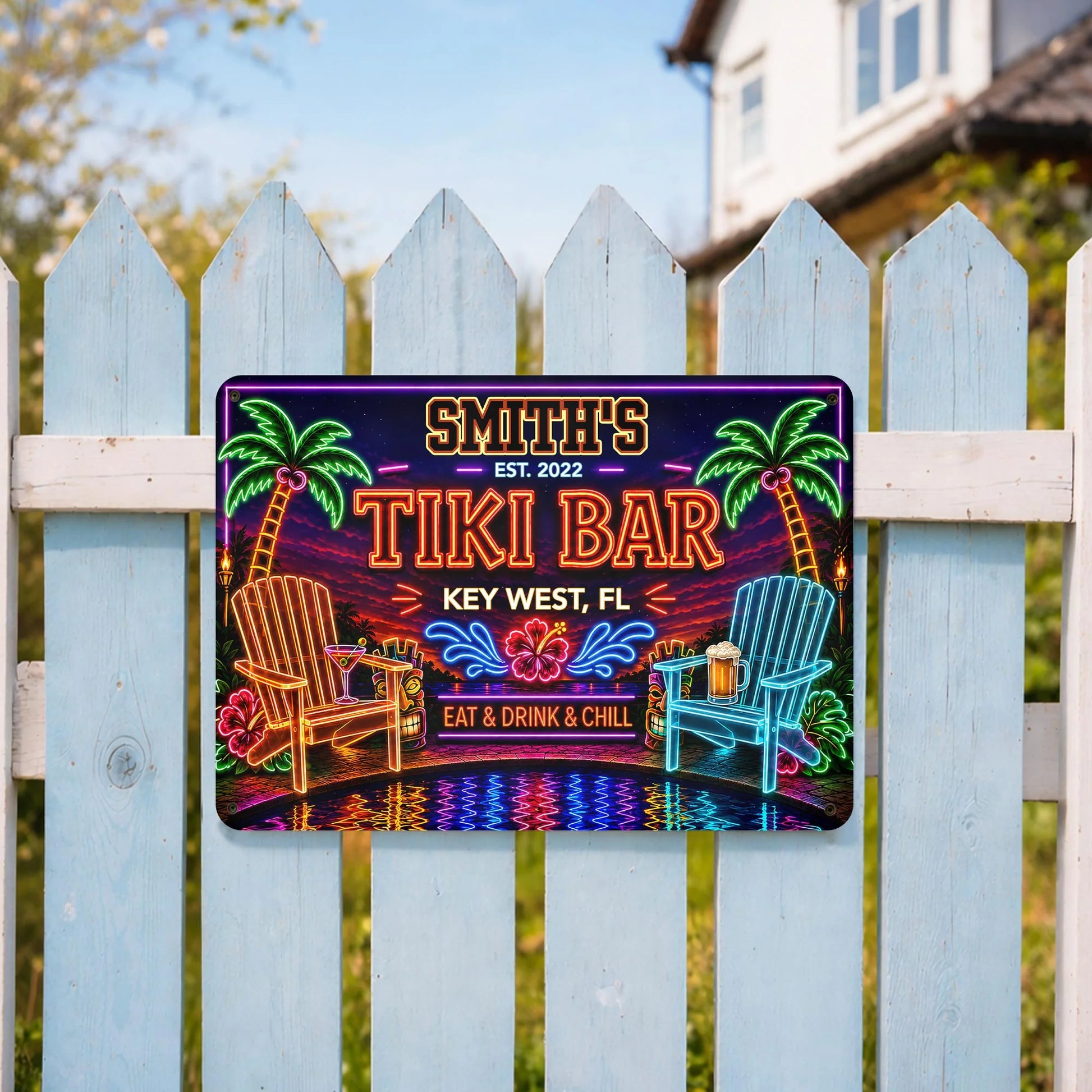 Metal Sign material and size view - Personalized Tiki Bar Metal Sign