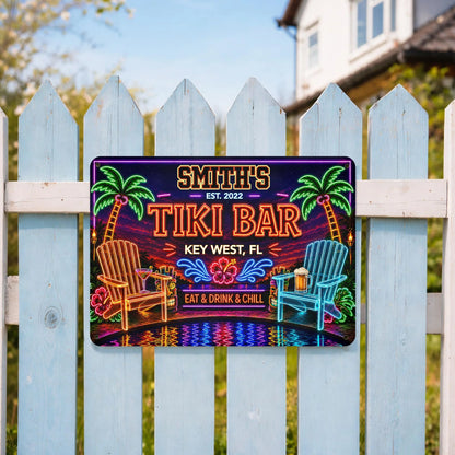 Metal Sign material and size view - Personalized Tiki Bar Metal Sign