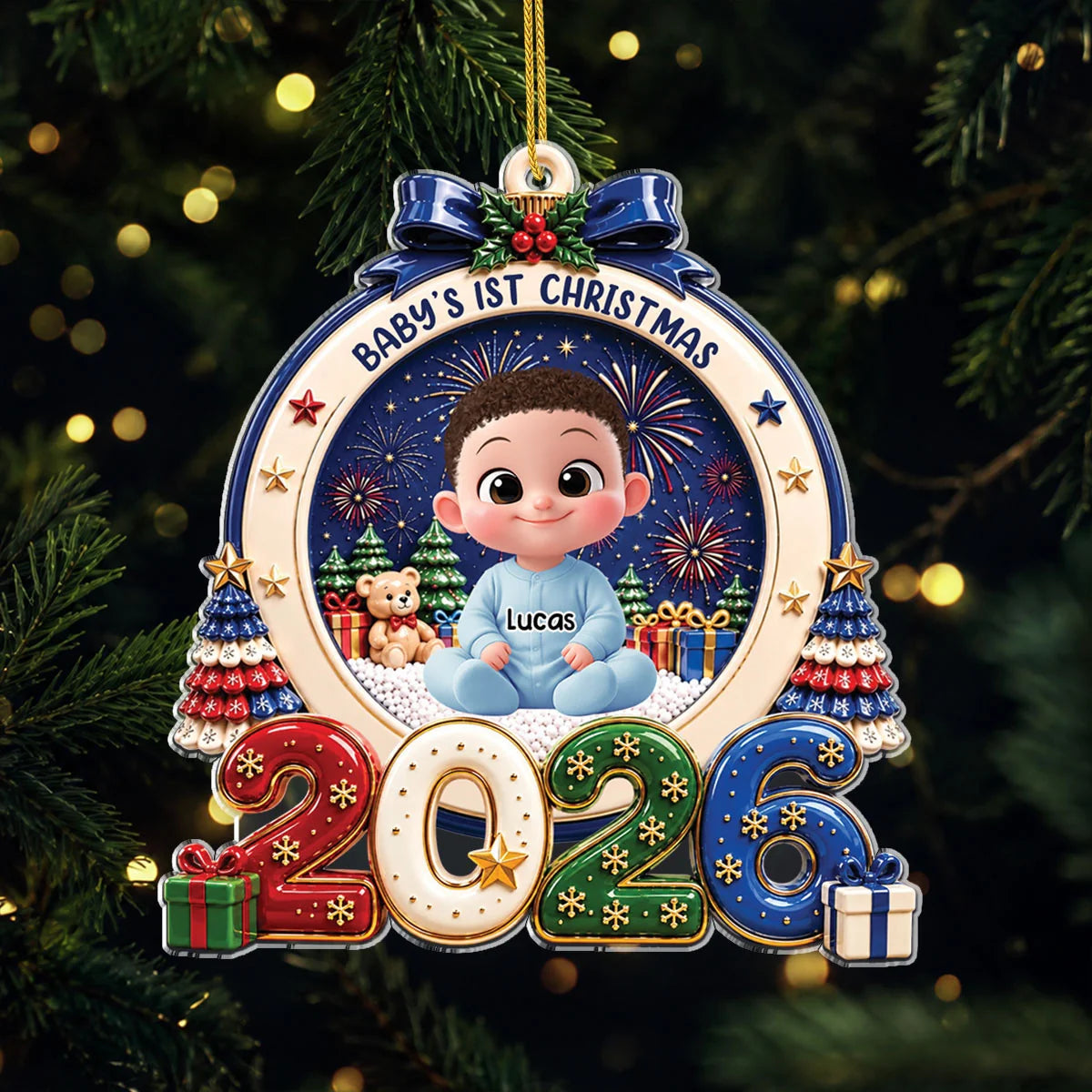 Baby's 1st Christmas Personalized Acrylic Ornament - Keepsake Gift for Newborn