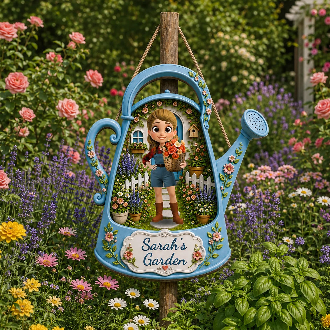 My Garden Personalized Watering Can Wood Sign - Custom Gift for Garden Lovers