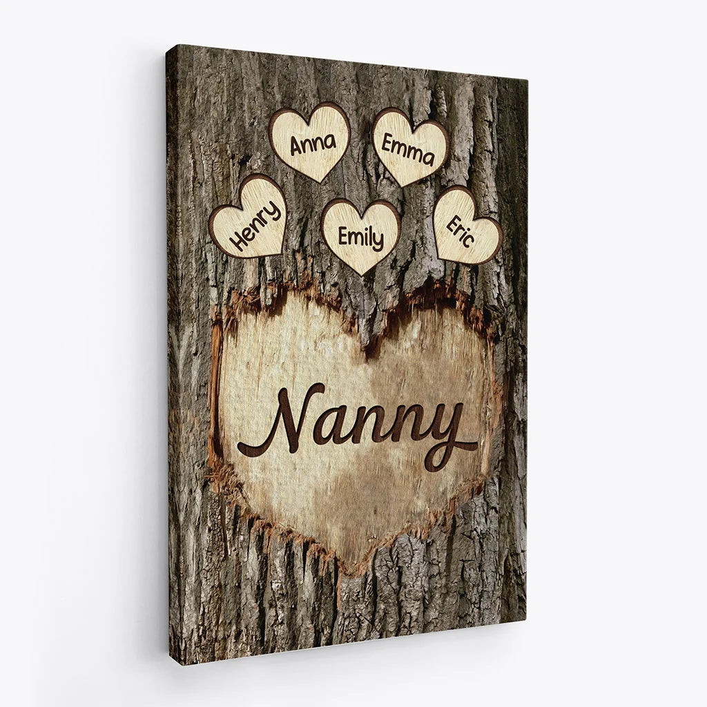 Personalised Family Wooden Heart Canvas - PRINTS10