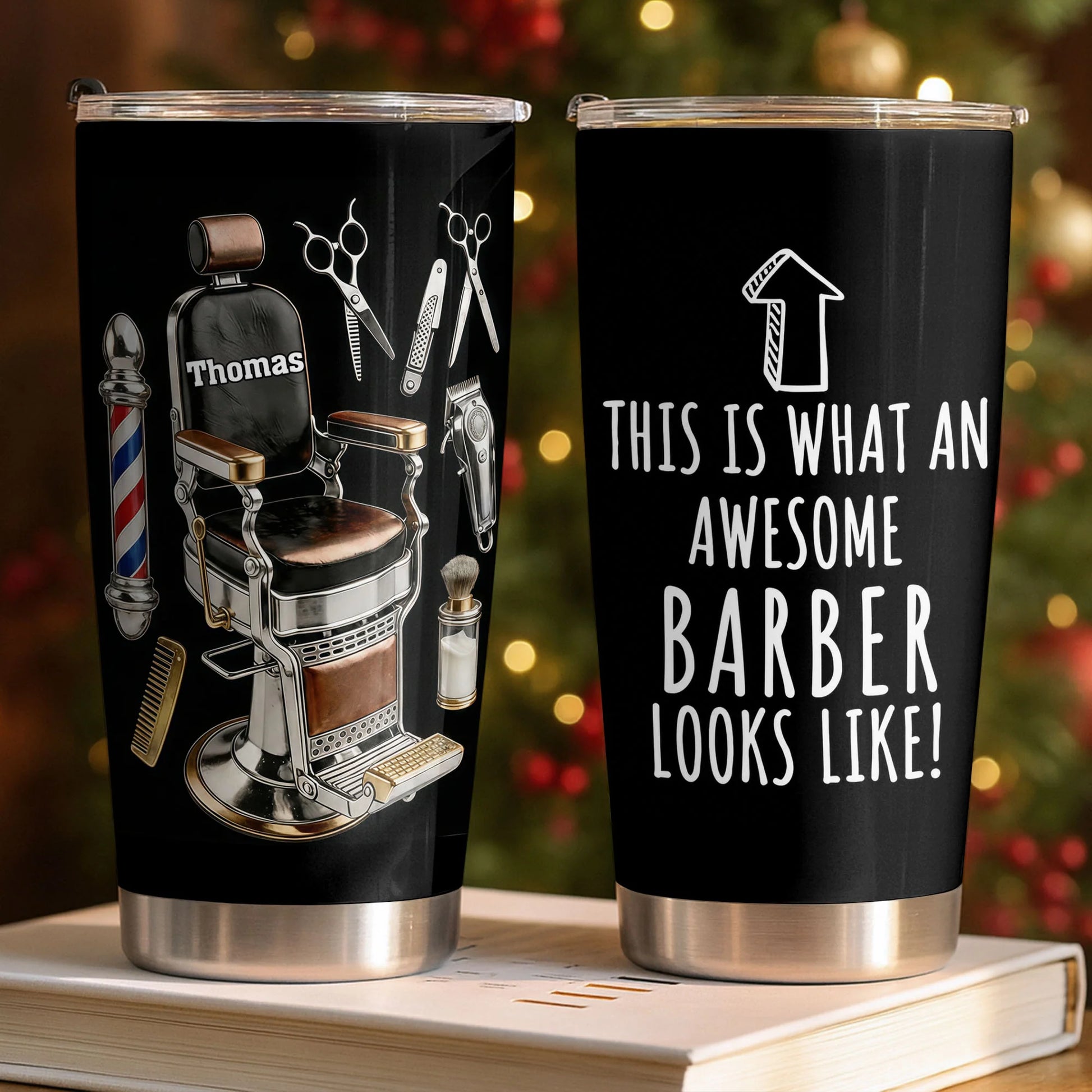 Custom Barber Tumbler personalization view for Dad