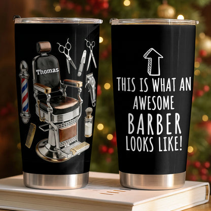 Custom Barber Tumbler personalization view for Dad