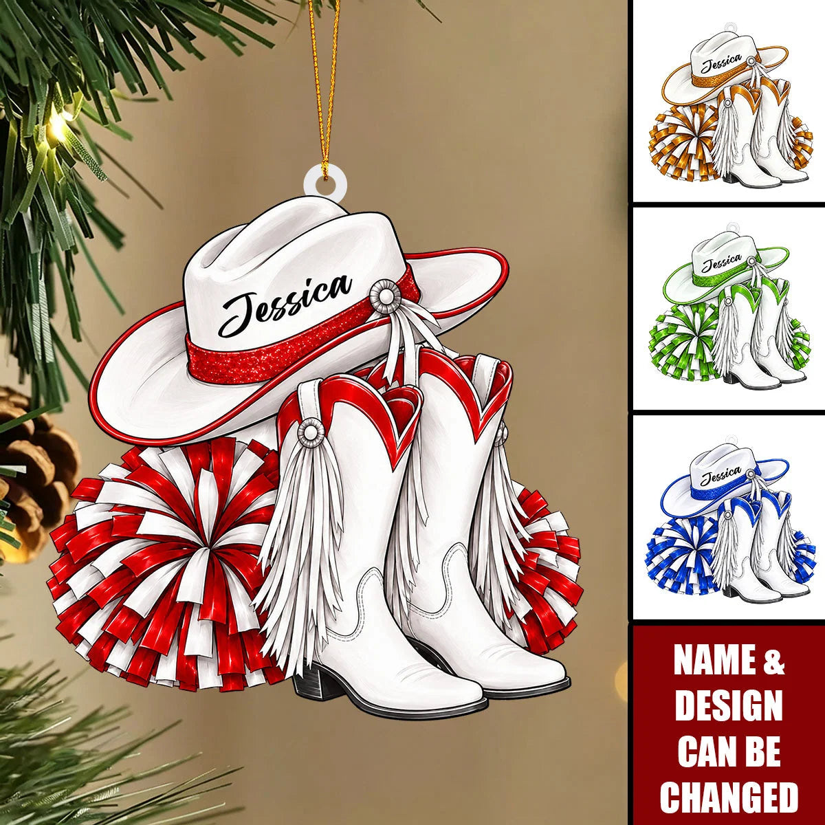 Personalized Drill Team Ornament - Custom Cowgirl Boots Christmas Keepsake Gift for Dancer
