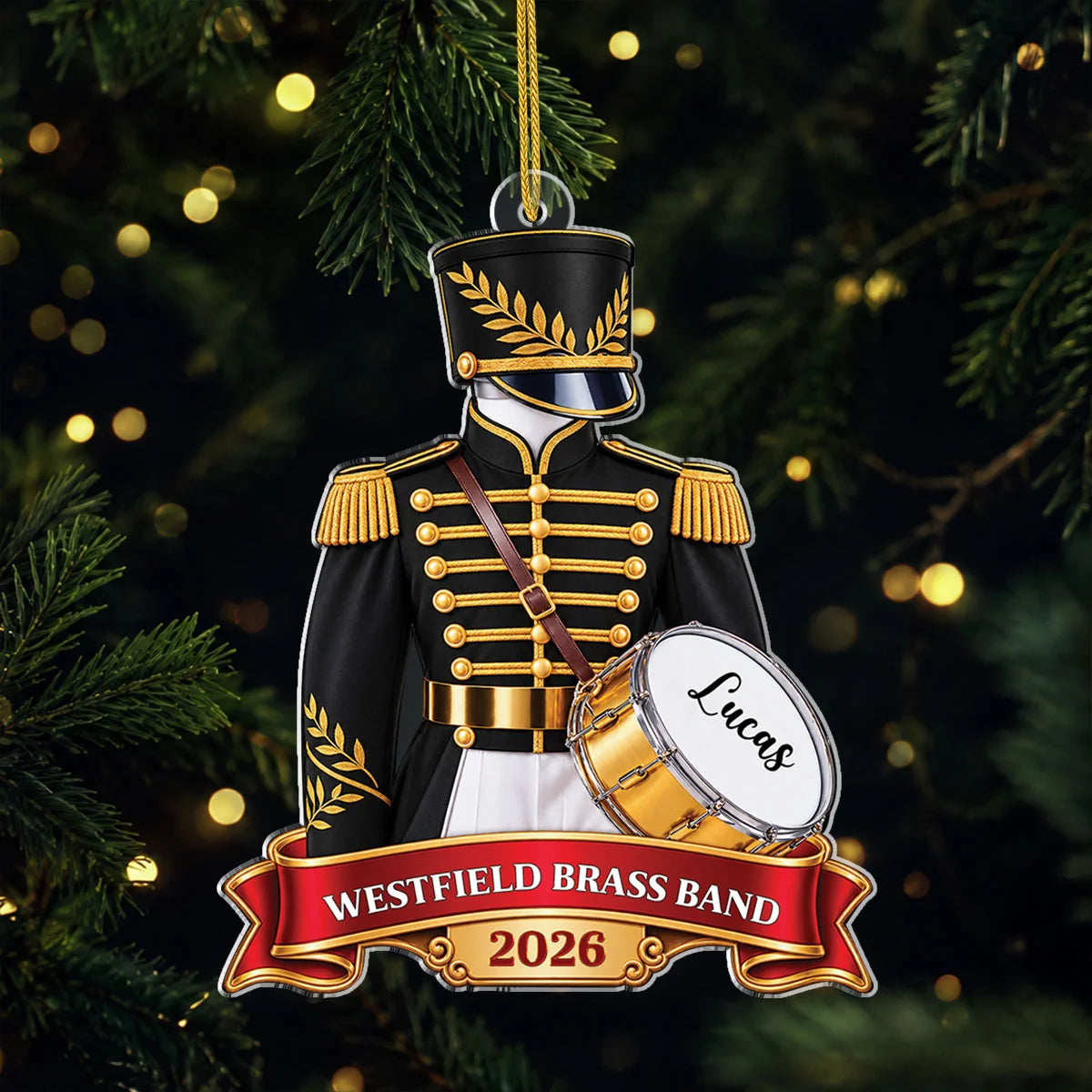 Personalized Marching Band Acrylic Ornament - Custom Drummer Uniform Keepsake for Kids & Band Members