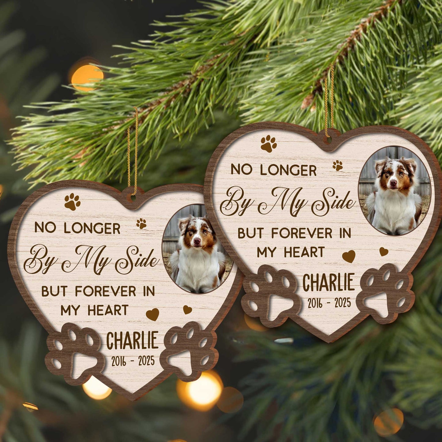 Wooden Ornament material and size view - Personalized Pet Memorial Wooden Ornament